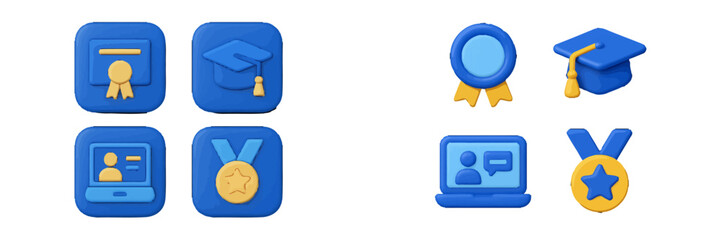Colorful vector illustration of educational icons for online learning
