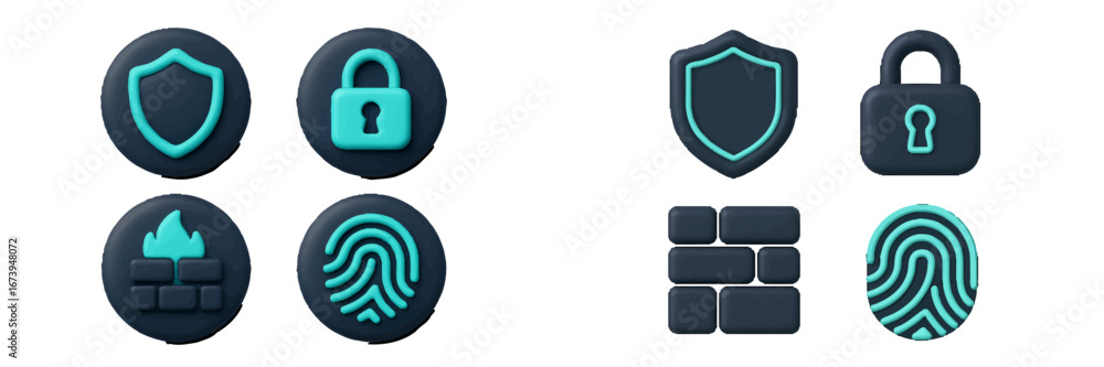 Poster security and protection icons in minimalistic vector design