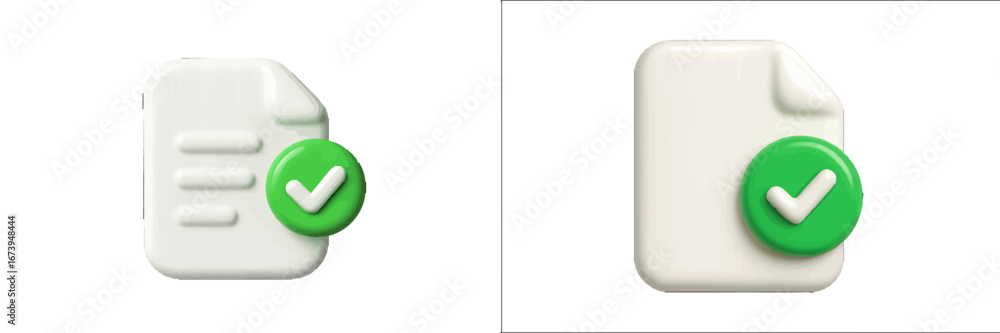 Poster vector illustration of document icons with check marks for approval