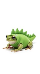 Fototapeta premium frog dressed as a dinosaur, Halloween costume, prehistoric dino costume