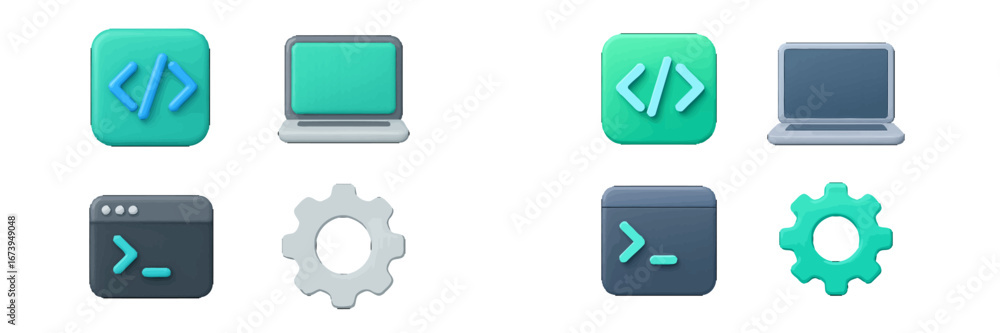 Aufkleber modern vector icons representing coding and technology concepts