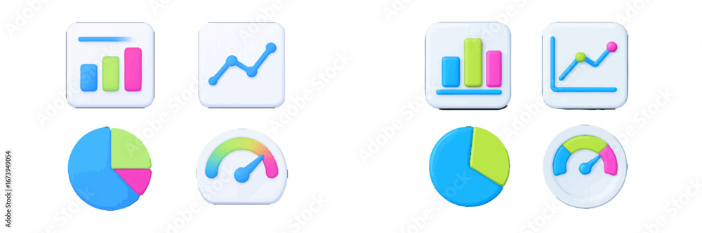 Aufkleber colorful vector icons representing data visualization concepts