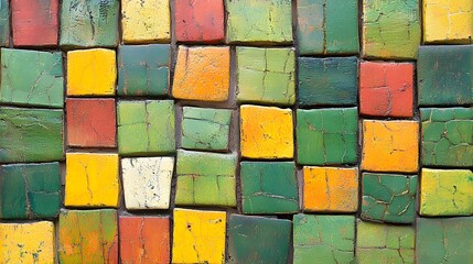 Abstract Colorful Square Tile Mosaic Pattern Background Texture