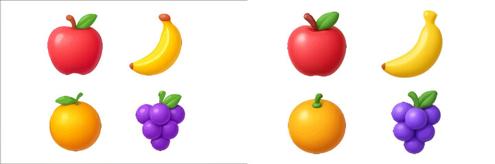 Fresh fruit vector with apples, bananas, oranges, and grapes