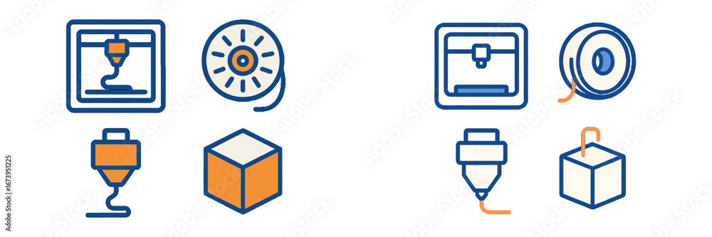 Poster vector illustration of 3d printing technology and tools in use