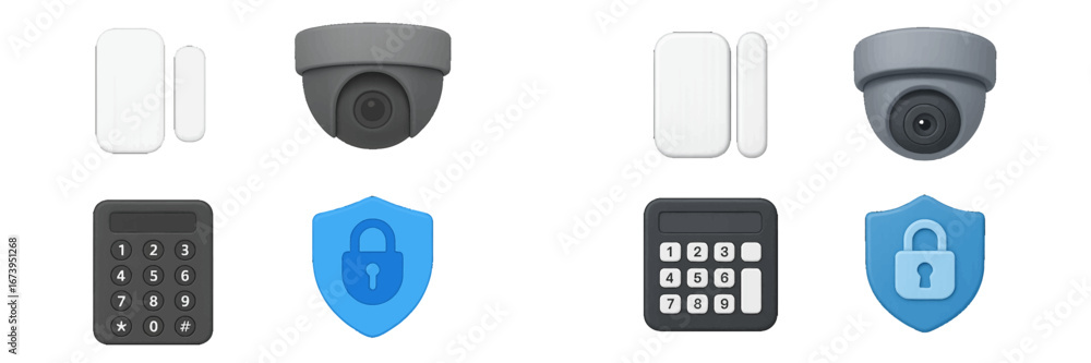 Poster modern security system components in vector style illustration