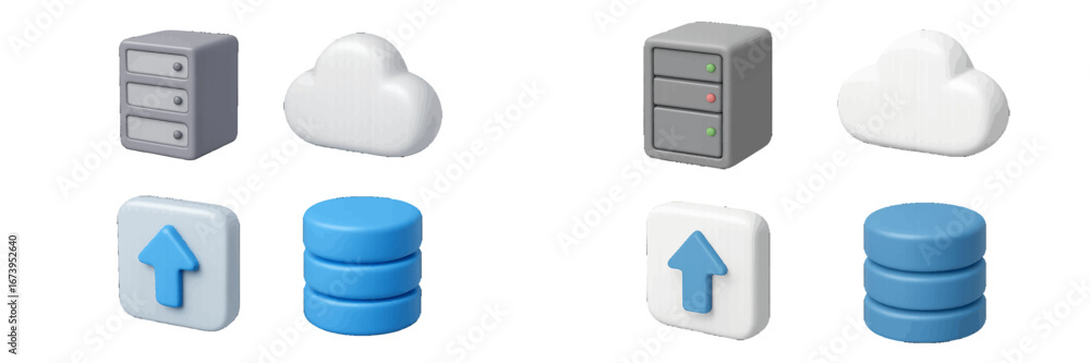 Poster vector illustrations of data storage icons for modern tech