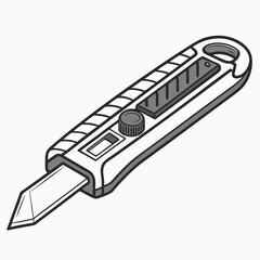 Illustration of a utility knife with a retractable blade, , perfect for office, craft, or diy projects