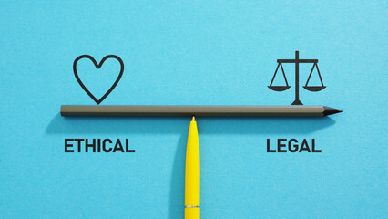 Ethical versus legal as moral dilemma is shown using the text. Wrong or right