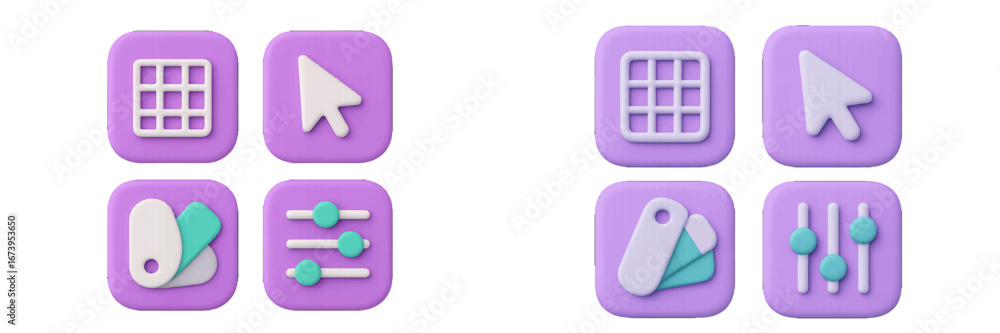 Poster colorful vector icons for user interface design in modern applications