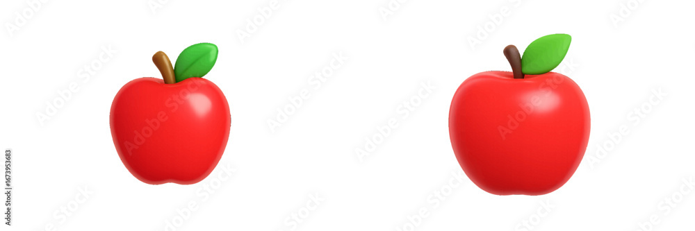 Poster red apples with green leaves in a minimalistic vector style