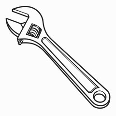 Vector art of adjustable wrench illustration, a versatile tool for various repair and construction tasks, showcasing its mechanical design