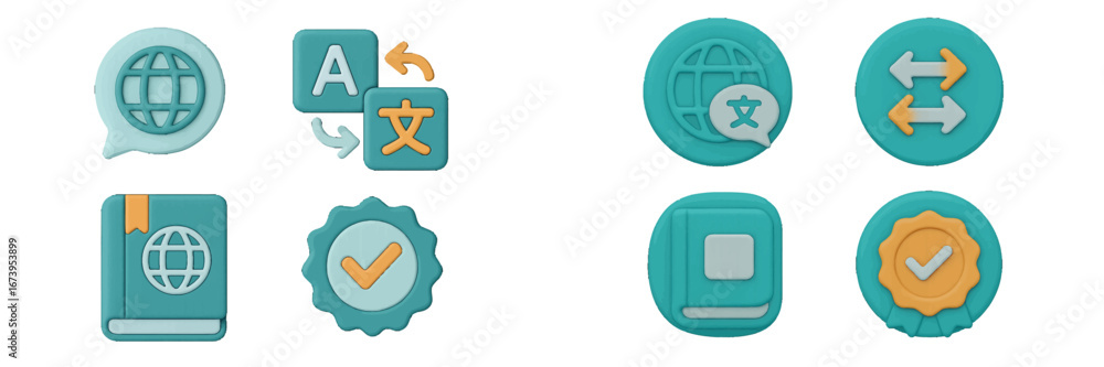Poster colorful icons for language translation tools in communication