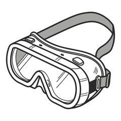 Vector art of safety goggles are essential eye protection for various activities, providing a clear and secure fit with adjustable straps