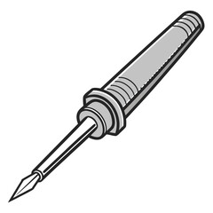 Fototapeta premium Vector art of soldering iron line art, a tool for electronics repair, electrical work, and diy projects, featuring a heated metal tip
