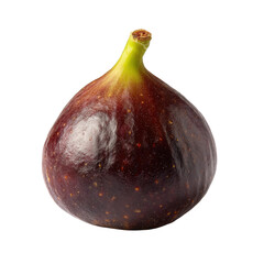 Single Ripe Dark Purple Fig Isolated on Transparent Background