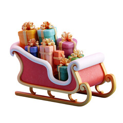 Christmas Sleigh with Gifts, Holiday, and 3D Render.
