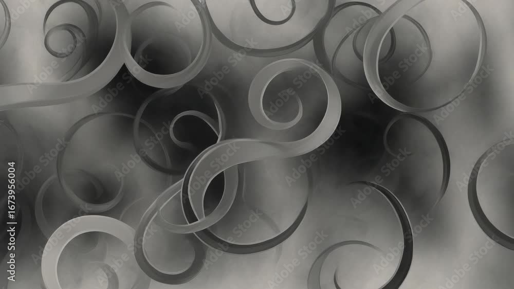Aufkleber abstract black and gray swirling loops and shadows in dynamic motion