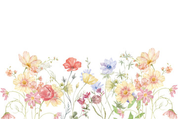 Watercolor flowers background vector for design.