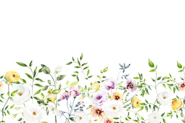 Watercolor flowers background vector for design.