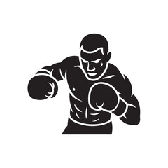 Black and white illustration of a boxer throwing a punch