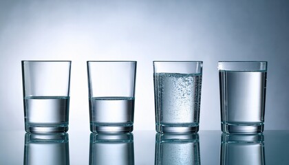 four glasses of water different levels