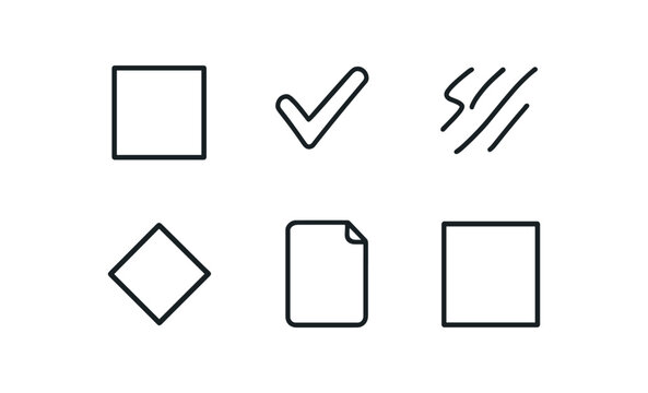 simple outline stroke icon isolated on white background: shape outline bold mark sketch lines form edge drawing page border trace