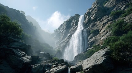 Naklejka premium waterfall in yosemite national park