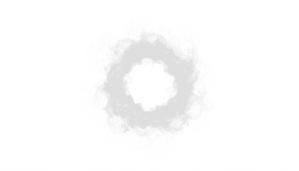 PNG of soft cartoon white smoke creating circular swirl effect, isolated playful vapor on transparent background, perfect for comic graphics, animation, abstract art, and decorative digital designs.