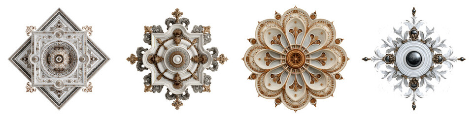 Collection of Ornate Ceiling Rose Designs on White Background