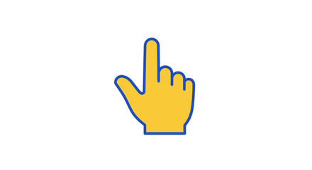 Obraz premium Illustration of a Yellow Hand Pointing Upwards with Blue Outline on White Background
