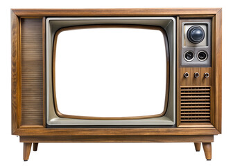 Vintage Wooden Television Set with Blank Screen for Retro Design on transparent background wooden television set blank screen perfect retro