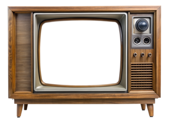 Vintage Wooden Television Set with Blank Screen for Retro Design on transparent background wooden television set blank screen perfect retro