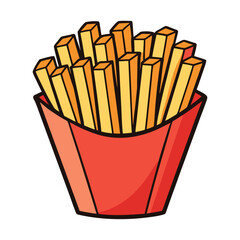 Delicious crispy French fries in paper cone vector illustration, perfect fast food snack design for restaurant branding, menus, posters, and packaging