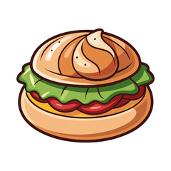 Delicious Bao Bun Vector Illustration with Pork and Fresh Vegetables | Asian Street Food Graphic Design for Restaurant, Menu, and Branding