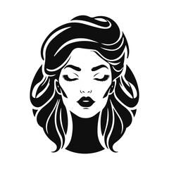 Elegant woman silhouette, female vector, beauty salon logo, lady face outline, stylish girl head design	