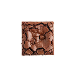 Deliciously cracked chocolate brownie with chunks, isolated on a clean background for dessert promotion