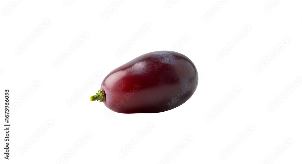 Poster single grape sits alone against a isolated background, showing its vibrant color and smooth texture.