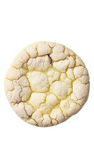 Overhead Shot of a Round, Cracked, Pale Yellow Cookie on a Transparent Background