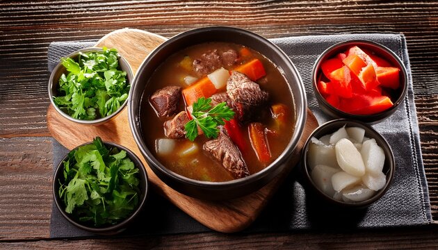 warm and hearty caldo de res served with fresh ingredients and sides