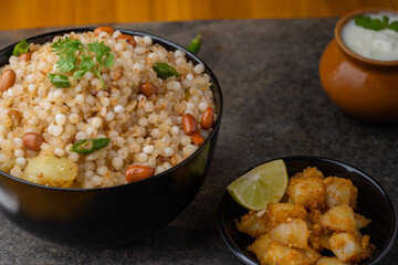 Sabudana khichdi Khichadi is an Indian Fasting Recipe Vrat food consumed during navratri, ekadashi, ganesh chaturthi