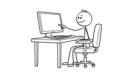 Stick Figure Computer User: A Simple, Humorous Illustration