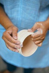 The process of creating pottery. 