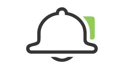 Bell notification with green indicator alert symbol