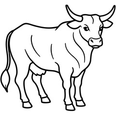 Minimalist Bull Line Art Vector