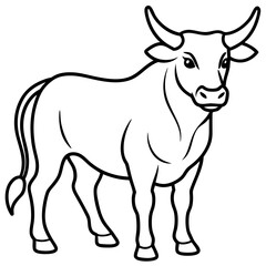 Minimalist Bull Line Art Vector