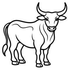 Minimalist Bull Line Art Vector