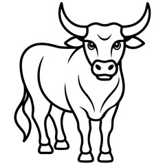 Minimalist Bull Line Art Vector