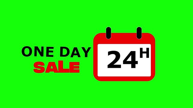 Animation of a 24-hour one-day sale with a simple calendar icon.
