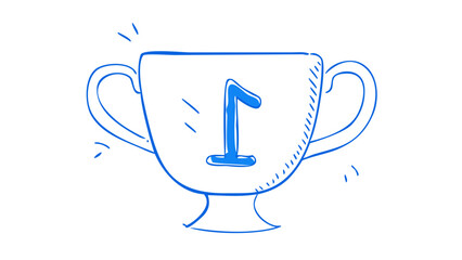 Blue trophy with number one award winner
